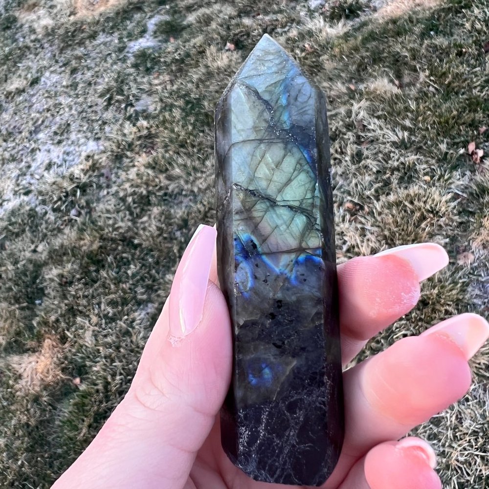 4" Labradorite Crystal Tower - Protective Stone Tower - Nervous Stone